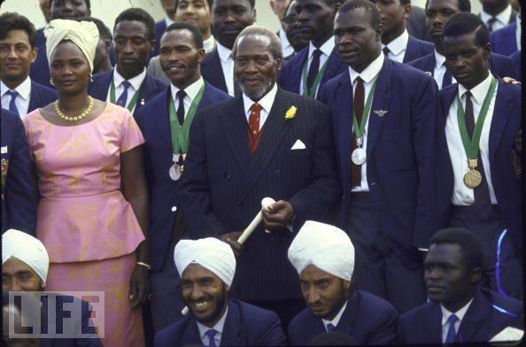 Jomo Kenyatta with 1968 Olympic medalists