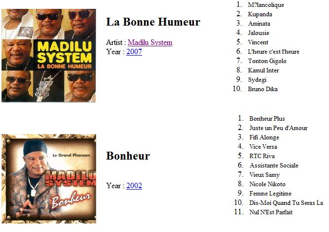 Madilu system discography bonheur
