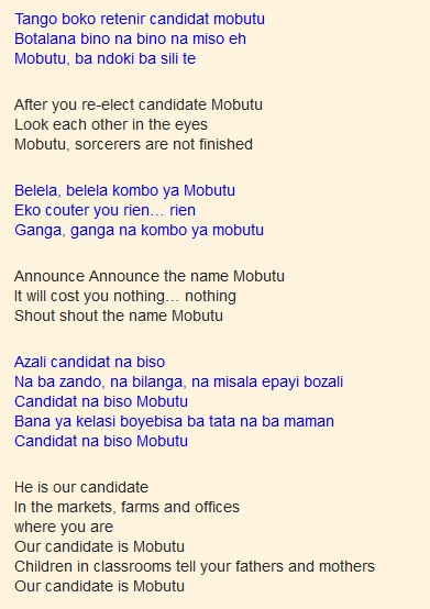 Candidat Na Biso Mobutu By Franco Lyrics And Translation Kenya Page