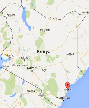 Location of Malindi Kenya